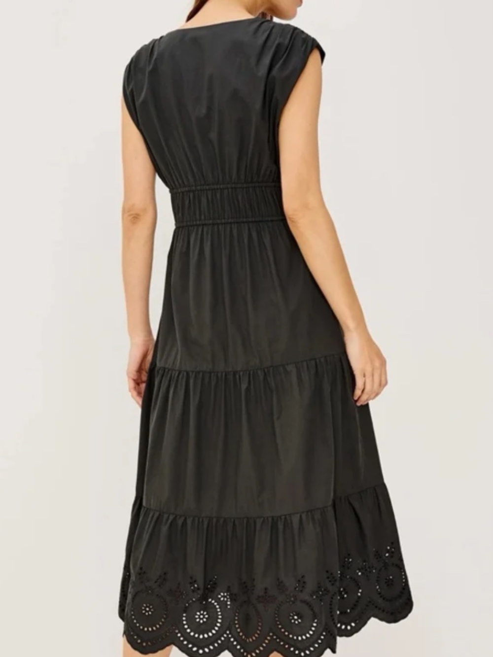 Rails Lucia Black Eyelet Dress size XS $268 Tiered Midi - Picture 2 of 9
